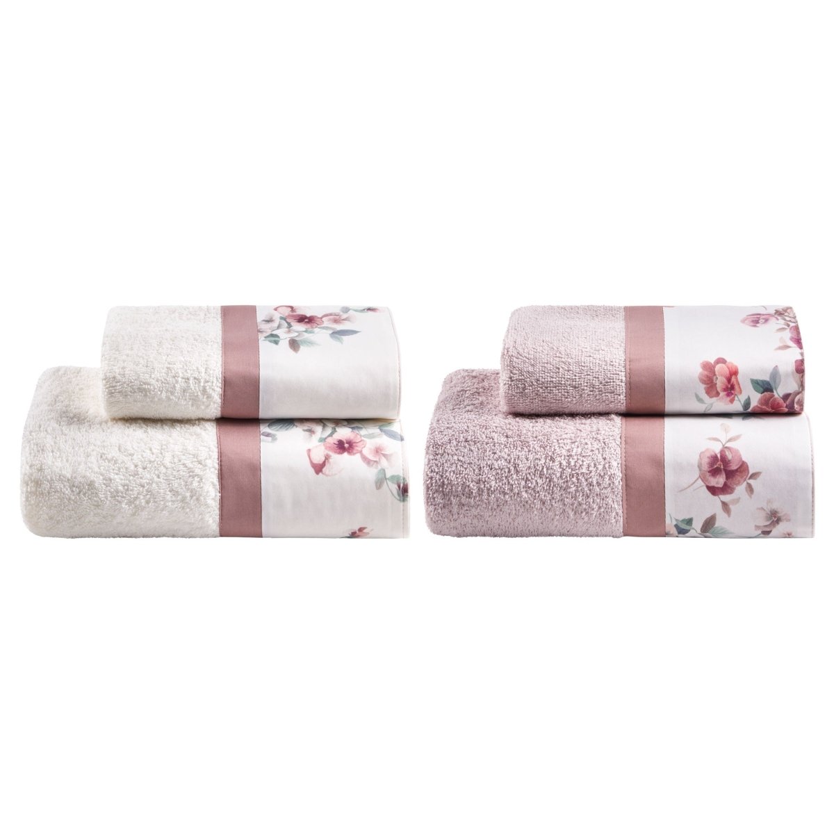 BOUQUET 2 Set Asciugamani Spugna 430 e percalle stampato | Domus Zone - DomusZone