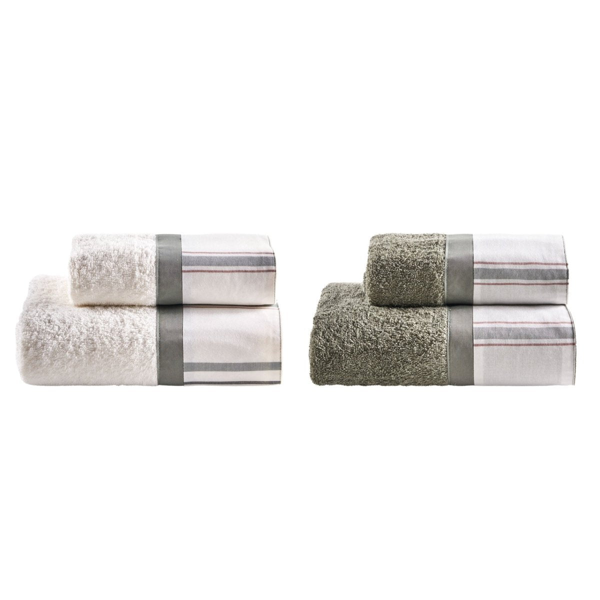 BRETONE 2 Set Asciugamani in Spugna 430 Tinte in Filo | Domus Zone - DomusZone