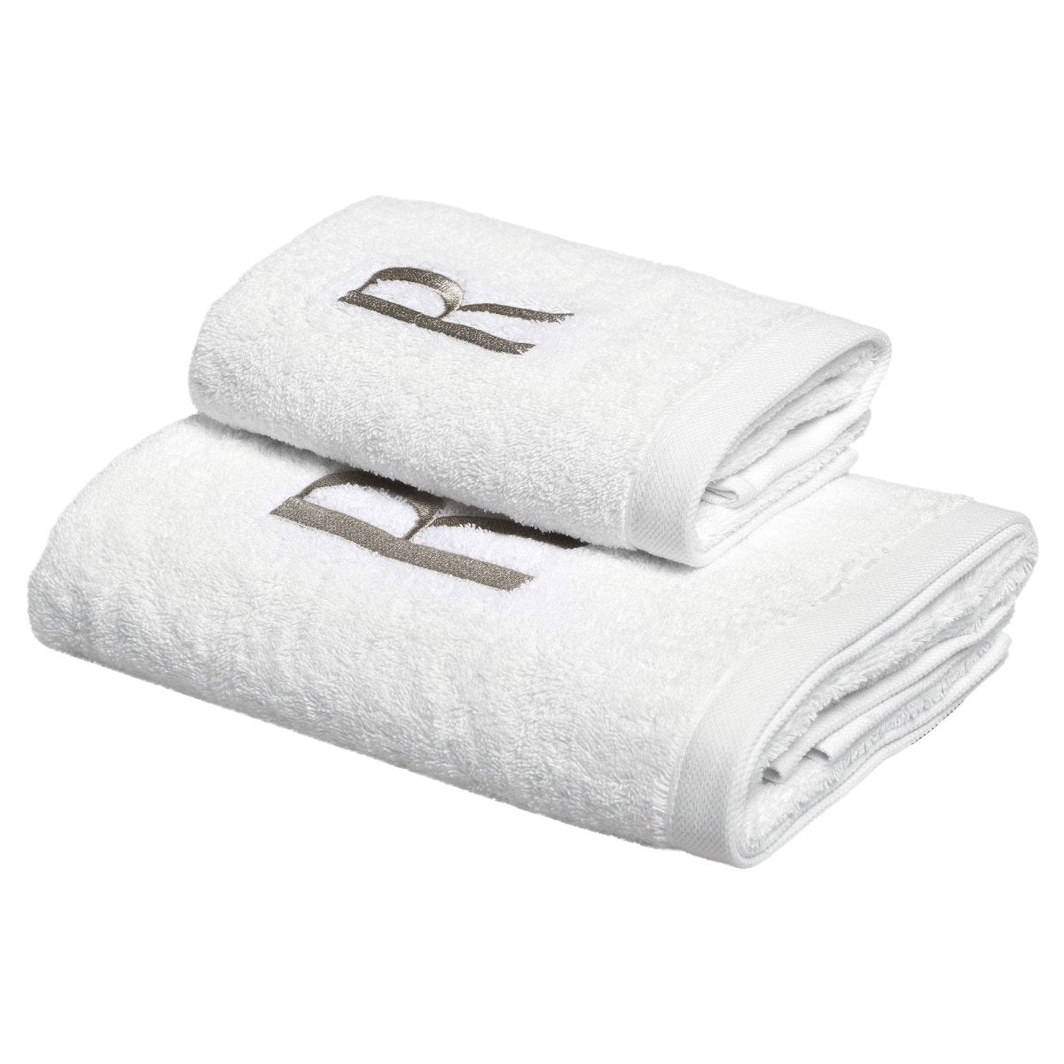 CAPITAL Set Asciugamani in spugna 530gr con ricamo monogram | Domus Zone - DomusZone