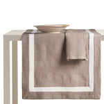 CORTINA Set Runner + Tovaglioli in Puro Lino con balza a contrasto | Domus Zone - DomusZone