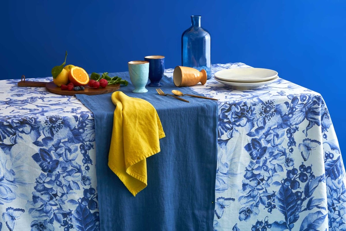 DELIA Tovaglia in Puro Lino 250gr/mq con Stampa Floreale| Domus Zone - DomusZone