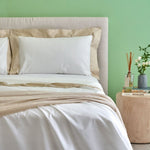 DIAMANTE Completo Letto di cotone 1 piazza e 1/2 con Balza in Raso 300 T.C. | Domus Zone - DomusZone