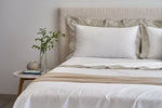 DIAMANTE Completo Letto di cotone 1 piazza e 1/2 con Balza in Raso 300 T.C. | Domus Zone - DomusZone