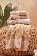 FLORES 2 Set Asciugamani in Spugna 430 e percalle stampato | Domus Zone - DomusZone