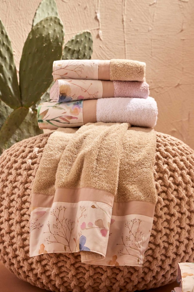 FLORES 2 Set Asciugamani in Spugna 430 e percalle stampato | Domus Zone - DomusZone