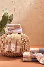 FLORES 2 Set Asciugamani in Spugna 430 e percalle stampato | Domus Zone - DomusZone
