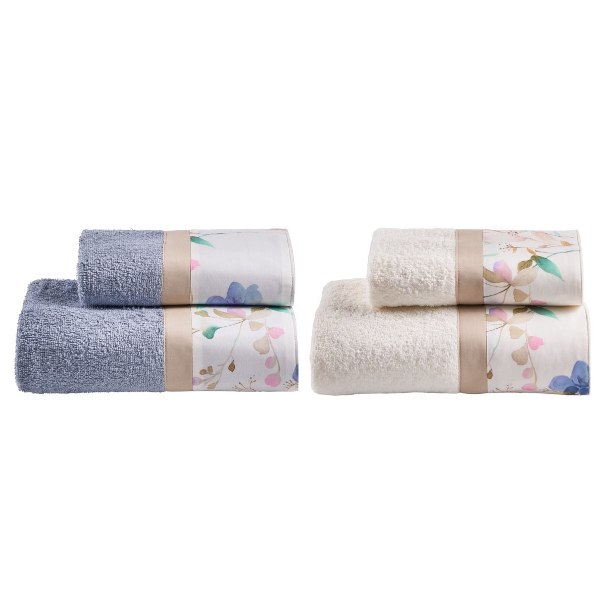 FLORES 2 Set Asciugamani in Spugna 430 e percalle stampato | Domus Zone - DomusZone