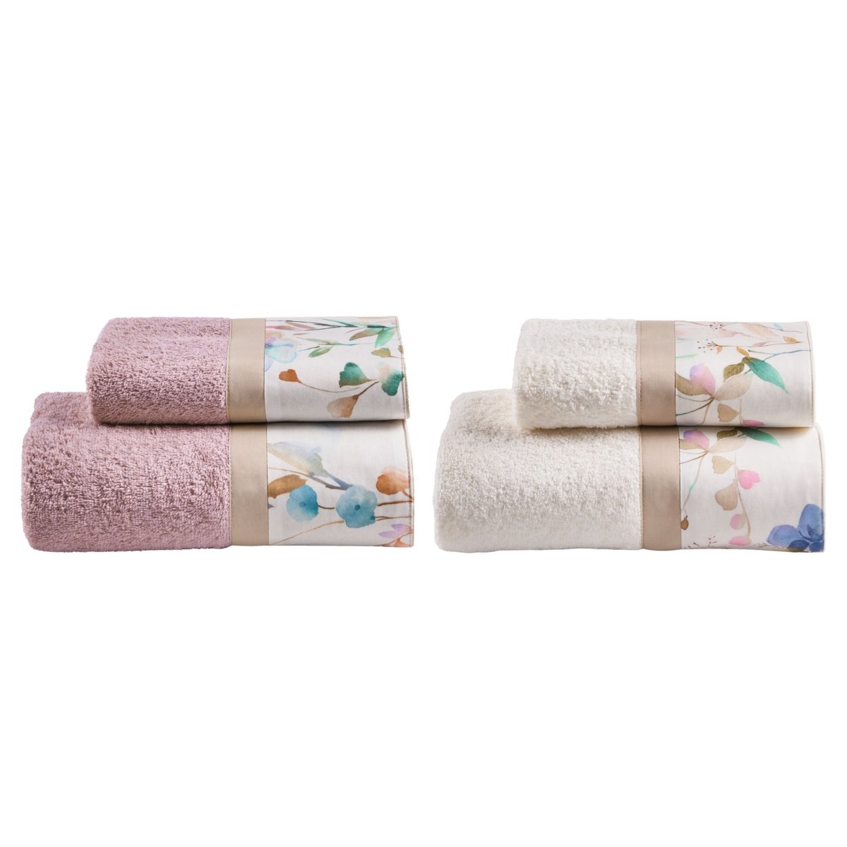 FLORES 2 Set Asciugamani in Spugna 430 e percalle stampato | Domus Zone - DomusZone