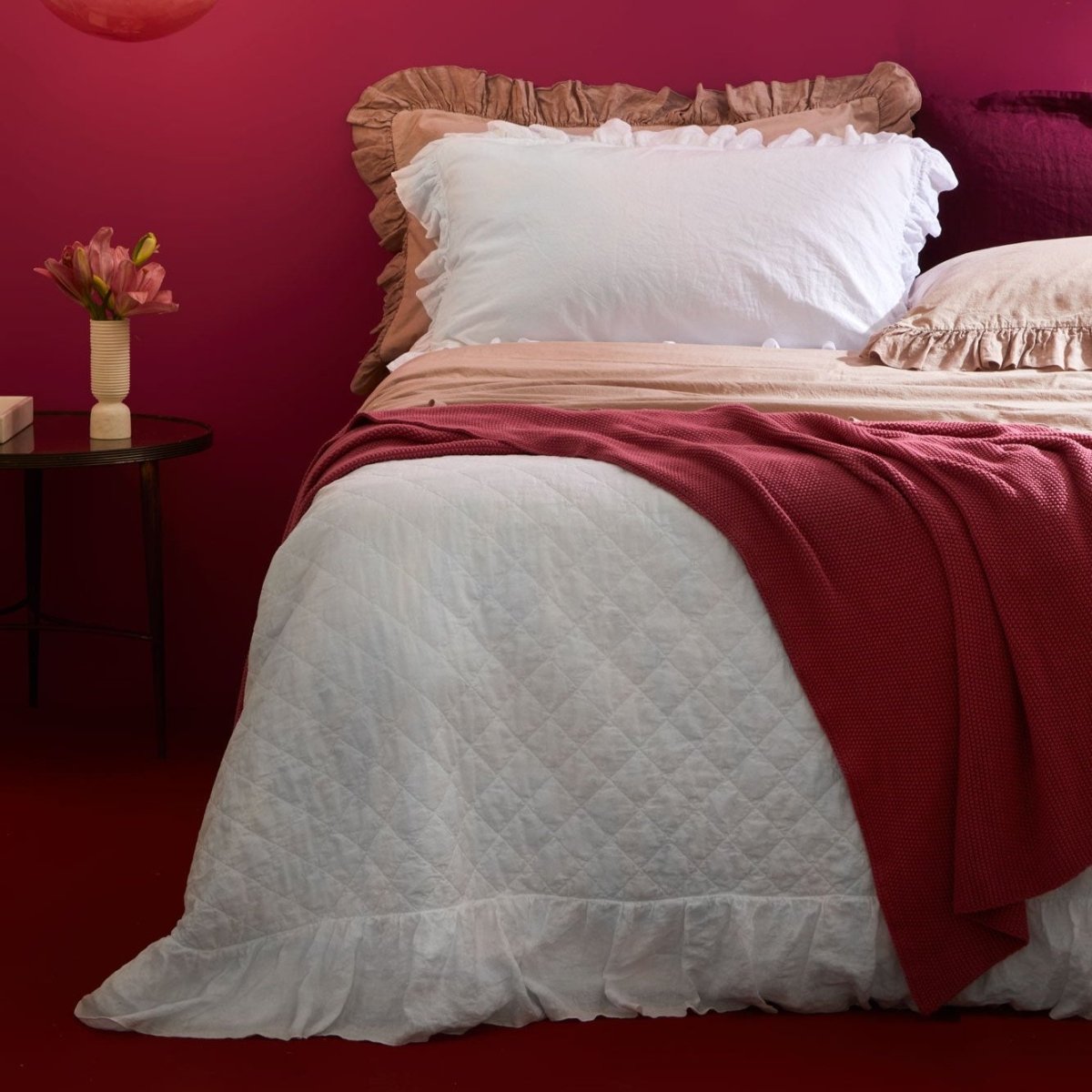 JULIET Quilt 100gr in puro cotone e Rouches in lino tinto in capo | Domus Zone - DomusZone