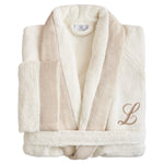 LEONARDO accappatoio in spugna 530gr e Lino con ricamo monogram | Domus Zone - DomusZone