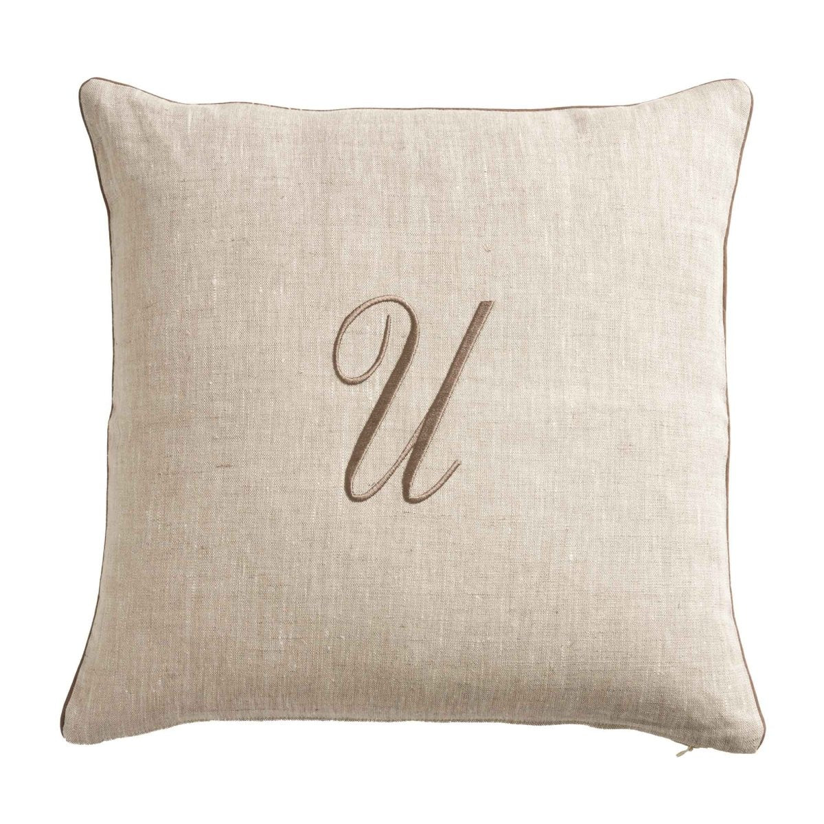LEONARDO cuscino Arredo in Lino con ricamo Monogram | Domus Zone - DomusZone