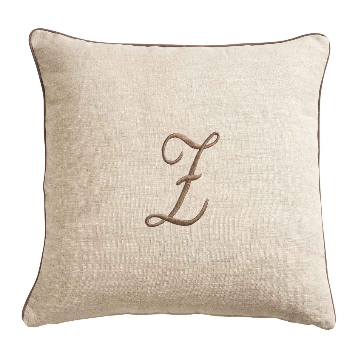 LEONARDO cuscino Arredo in Lino con ricamo Monogram | Domus Zone - DomusZone