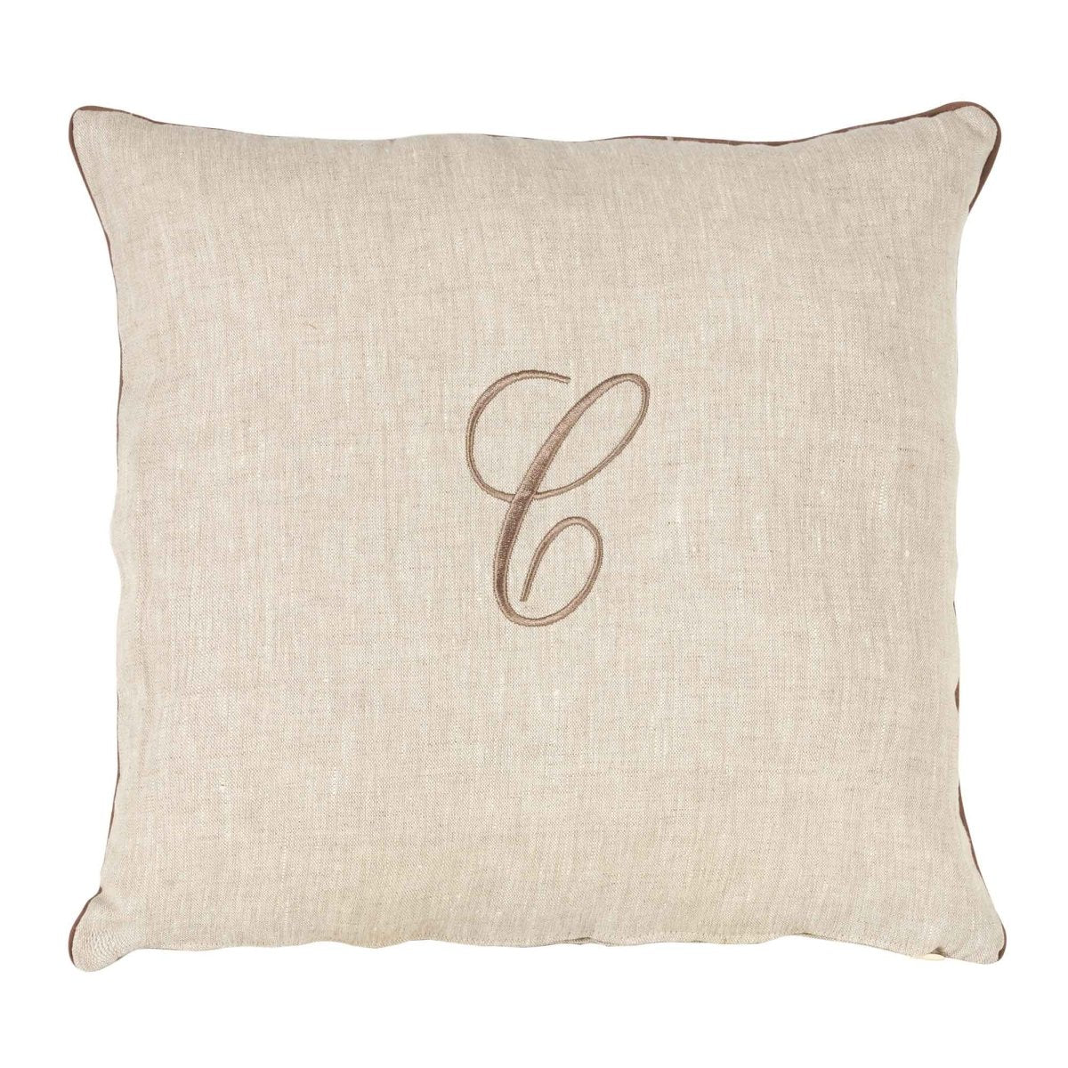 LEONARDO cuscino Arredo in Lino con ricamo Monogram | Domus Zone - DomusZone
