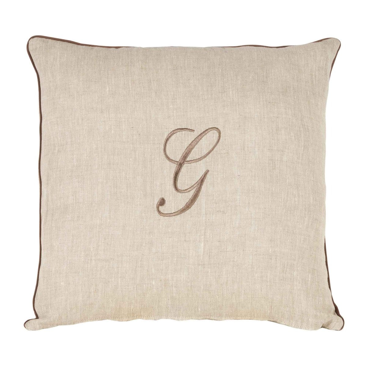 LEONARDO cuscino Arredo in Lino con ricamo Monogram | Domus Zone - DomusZone