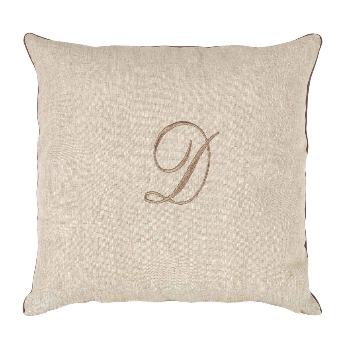 LEONARDO cuscino Arredo in Lino con ricamo Monogram | Domus Zone - DomusZone