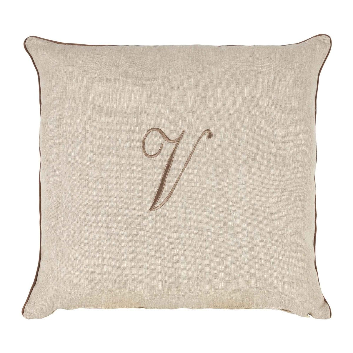 LEONARDO cuscino Arredo in Lino con ricamo Monogram | Domus Zone - DomusZone