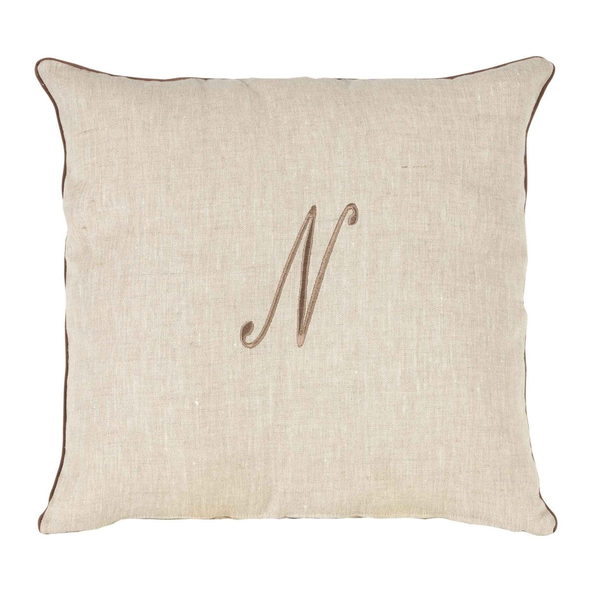 LEONARDO cuscino Arredo in Lino con ricamo Monogram | Domus Zone - DomusZone