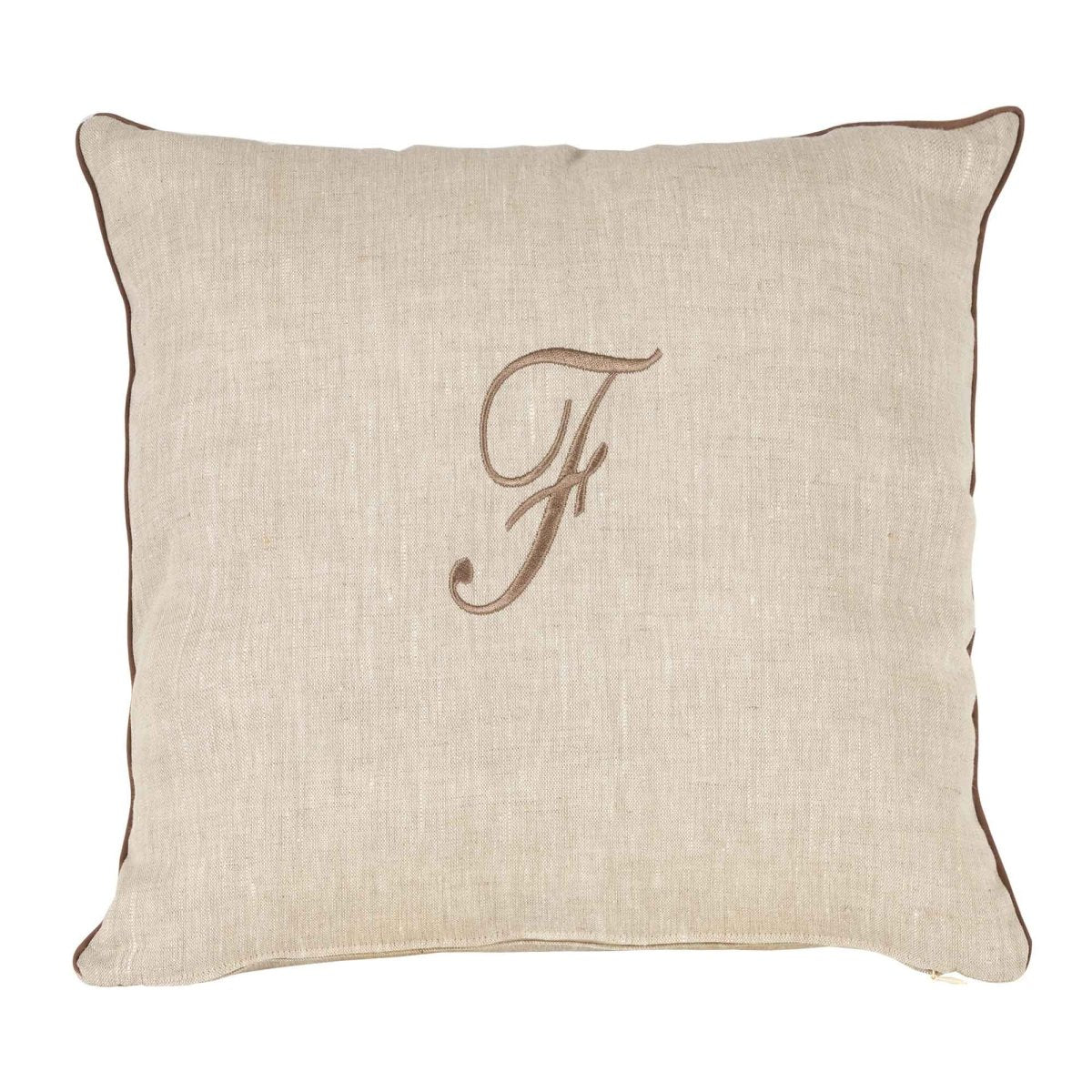 LEONARDO cuscino Arredo in Lino con ricamo Monogram | Domus Zone - DomusZone