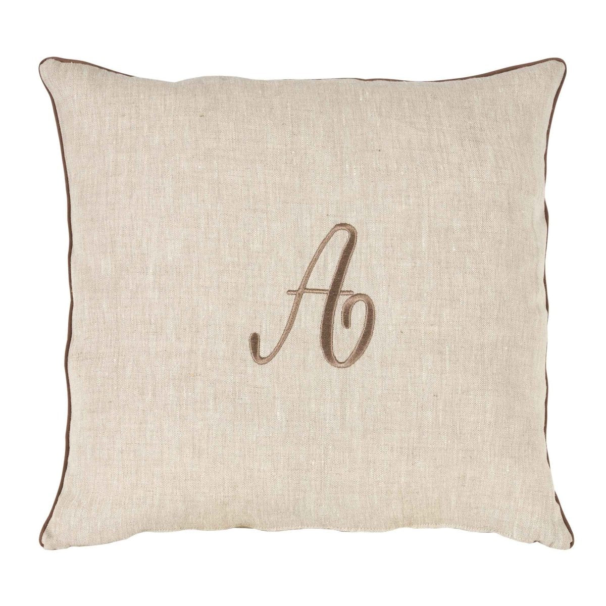 LEONARDO cuscino Arredo in Lino con ricamo Monogram | Domus Zone - DomusZone