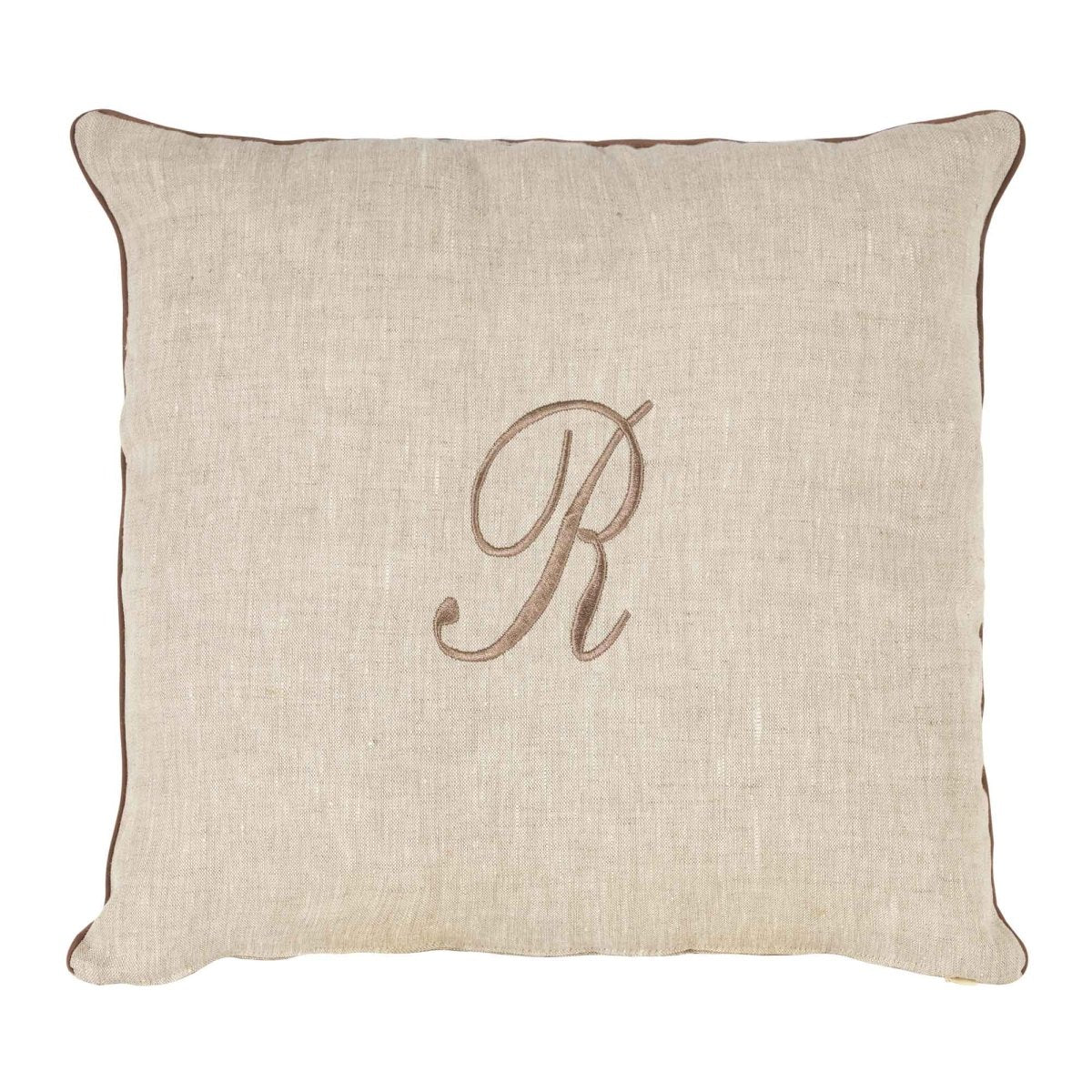 LEONARDO cuscino Arredo in Lino con ricamo Monogram | Domus Zone - DomusZone
