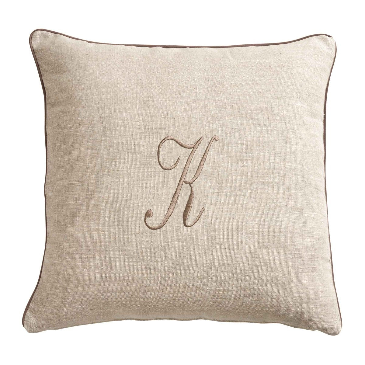 LEONARDO cuscino Arredo in Lino con ricamo Monogram | Domus Zone - DomusZone