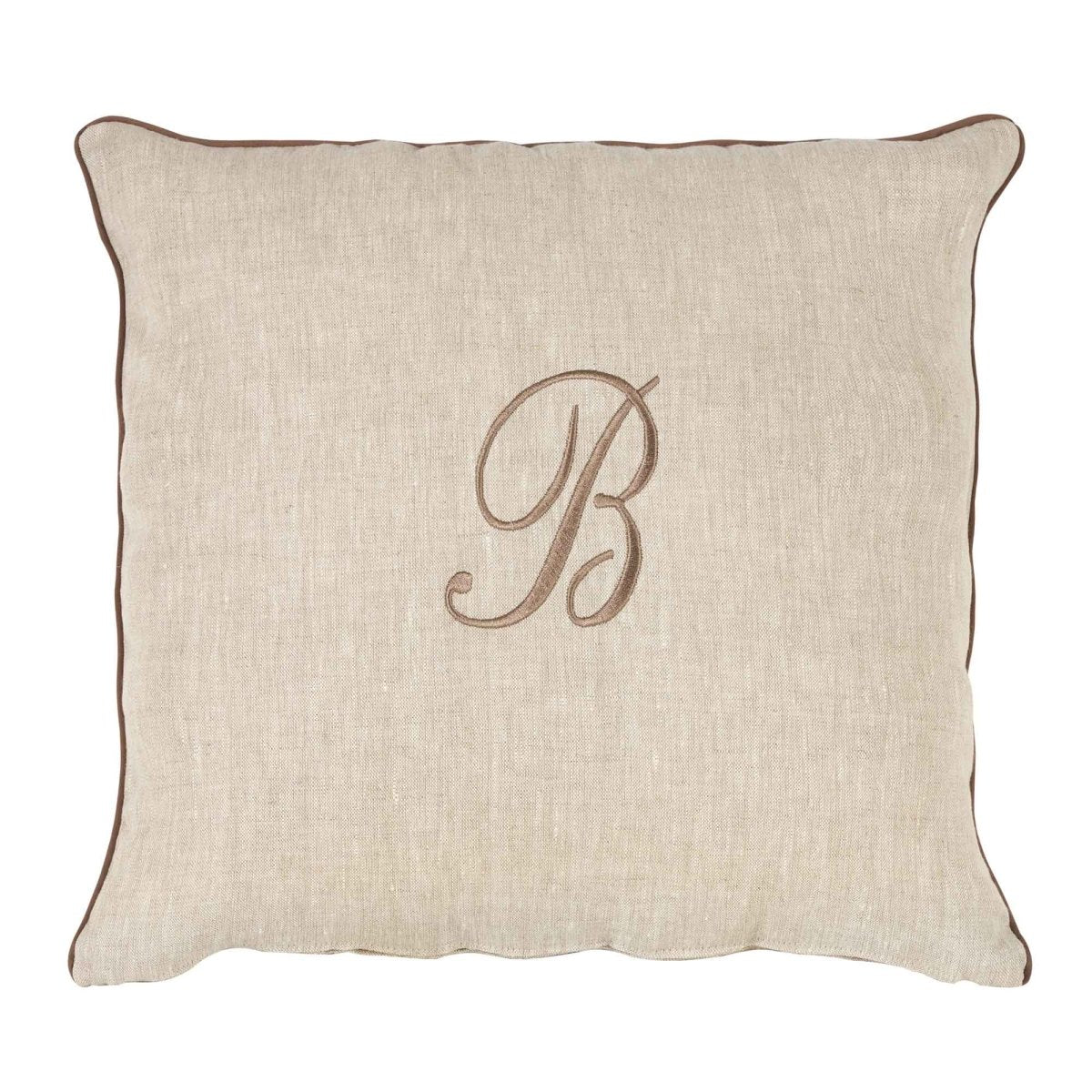 LEONARDO cuscino Arredo in Lino con ricamo Monogram | Domus Zone - DomusZone