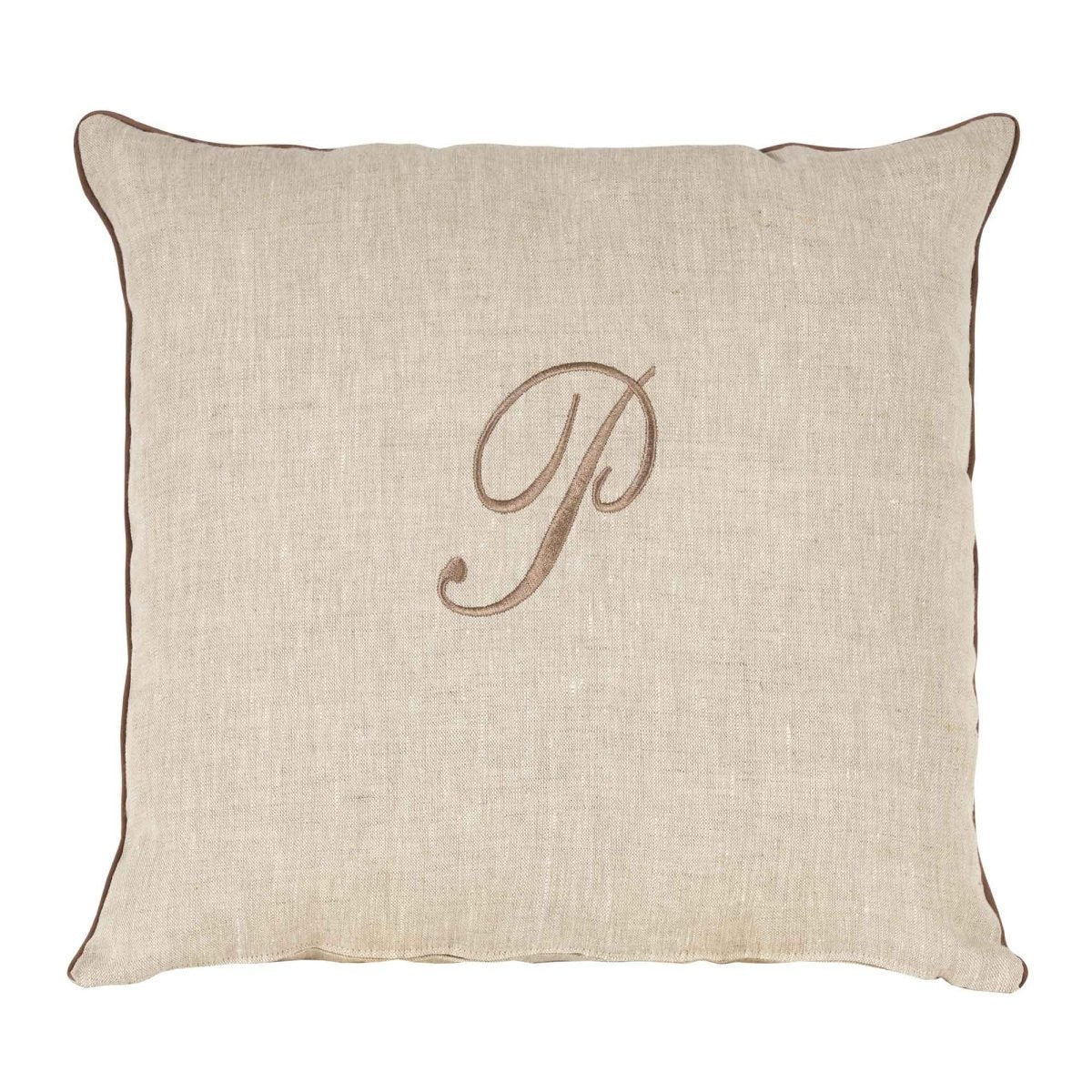 LEONARDO cuscino Arredo in Lino con ricamo Monogram | Domus Zone - DomusZone