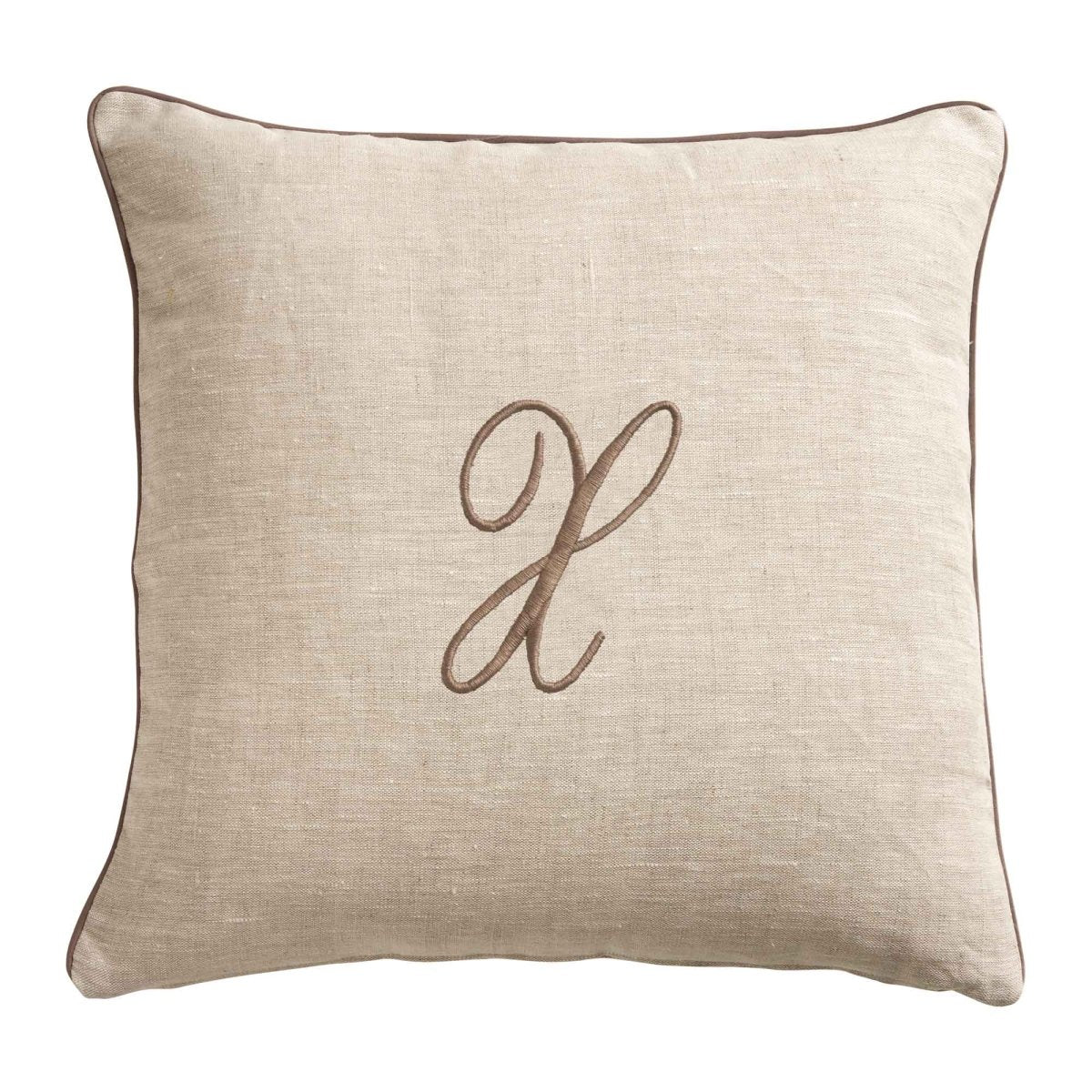 LEONARDO cuscino Arredo in Lino con ricamo Monogram | Domus Zone - DomusZone