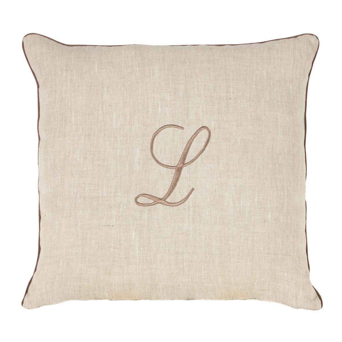 LEONARDO cuscino Arredo in Lino con ricamo Monogram | Domus Zone - DomusZone