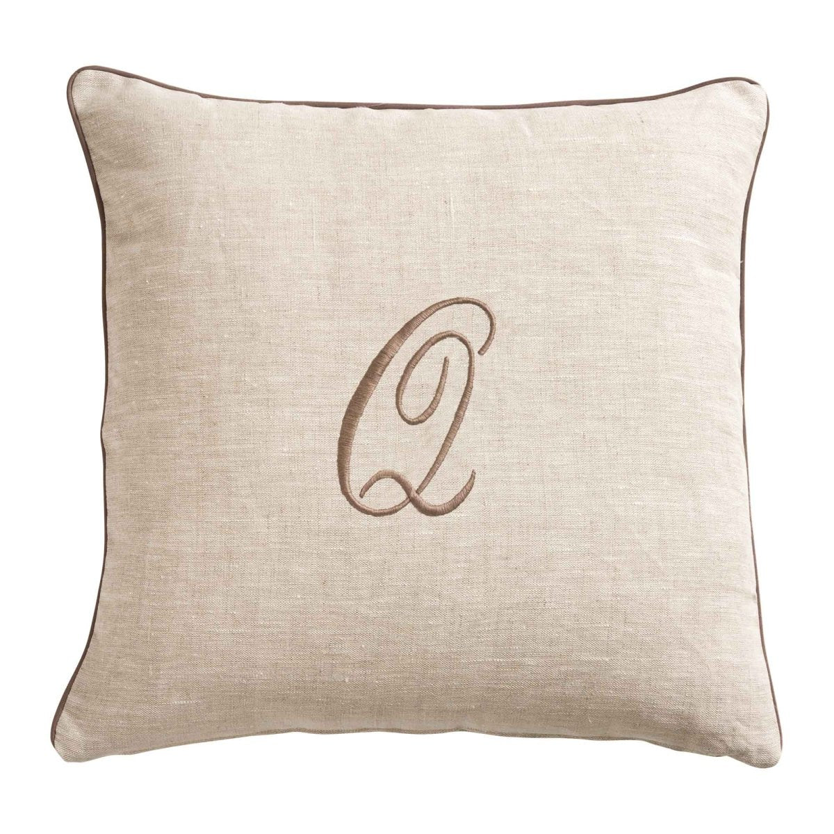 LEONARDO cuscino Arredo in Lino con ricamo Monogram | Domus Zone - DomusZone