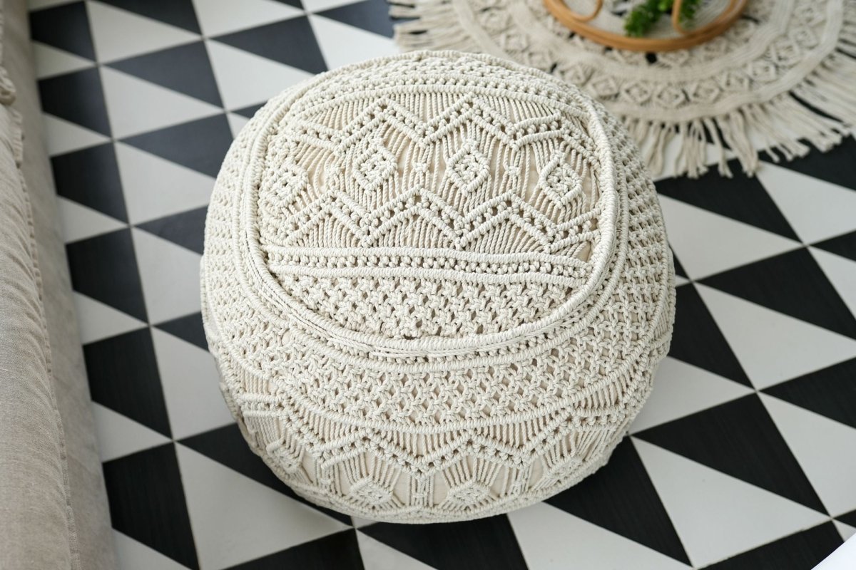 Pouf Boho Chic in Cotone Macramè A | Domus Zone - DomusZone