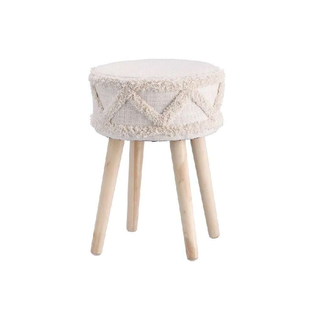 Pouf Boho Chic Tessuto con Piedi in Legno | Domus Zone - DomusZone