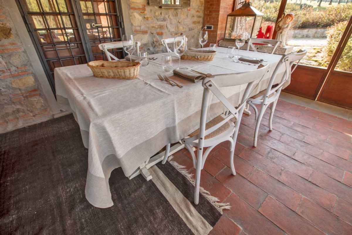 Provenza Tovaglia in Puro Lino pregiato con Balza a Contrasto | Domus Zone - DomusZone