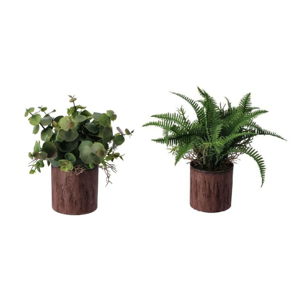Set 2 Piantine Artificiali con Vasetto Legno | Domus Zone - DomusZone