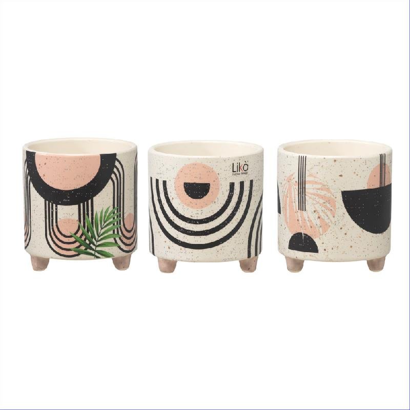 Set di 3 Vasi in Ceramica Cachepot Decorati | Domus Zone - DomusZone