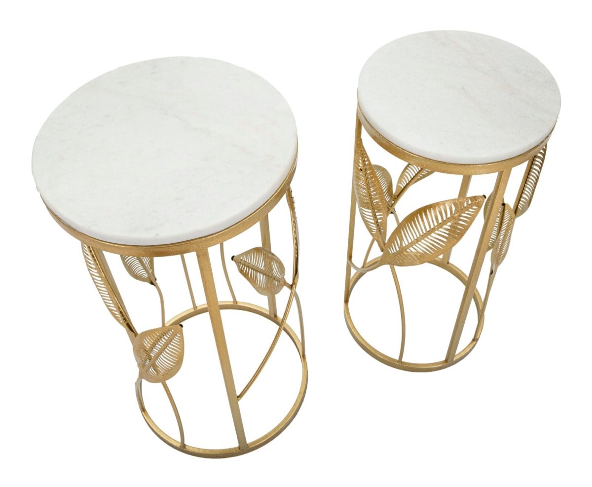 Tavolinetti Leaf Mauro Ferretti con Foglie in Metallo Oro | Domus Zone - DomusZone