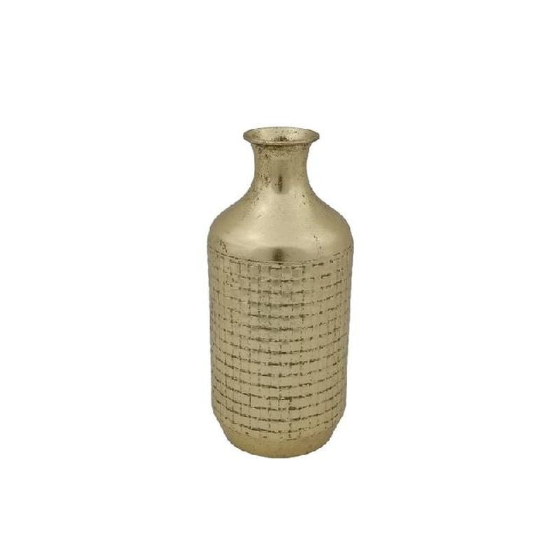 Vaso in Metallo con Motivo Mosaico Oro Antico | Domus Zone - DomusZone